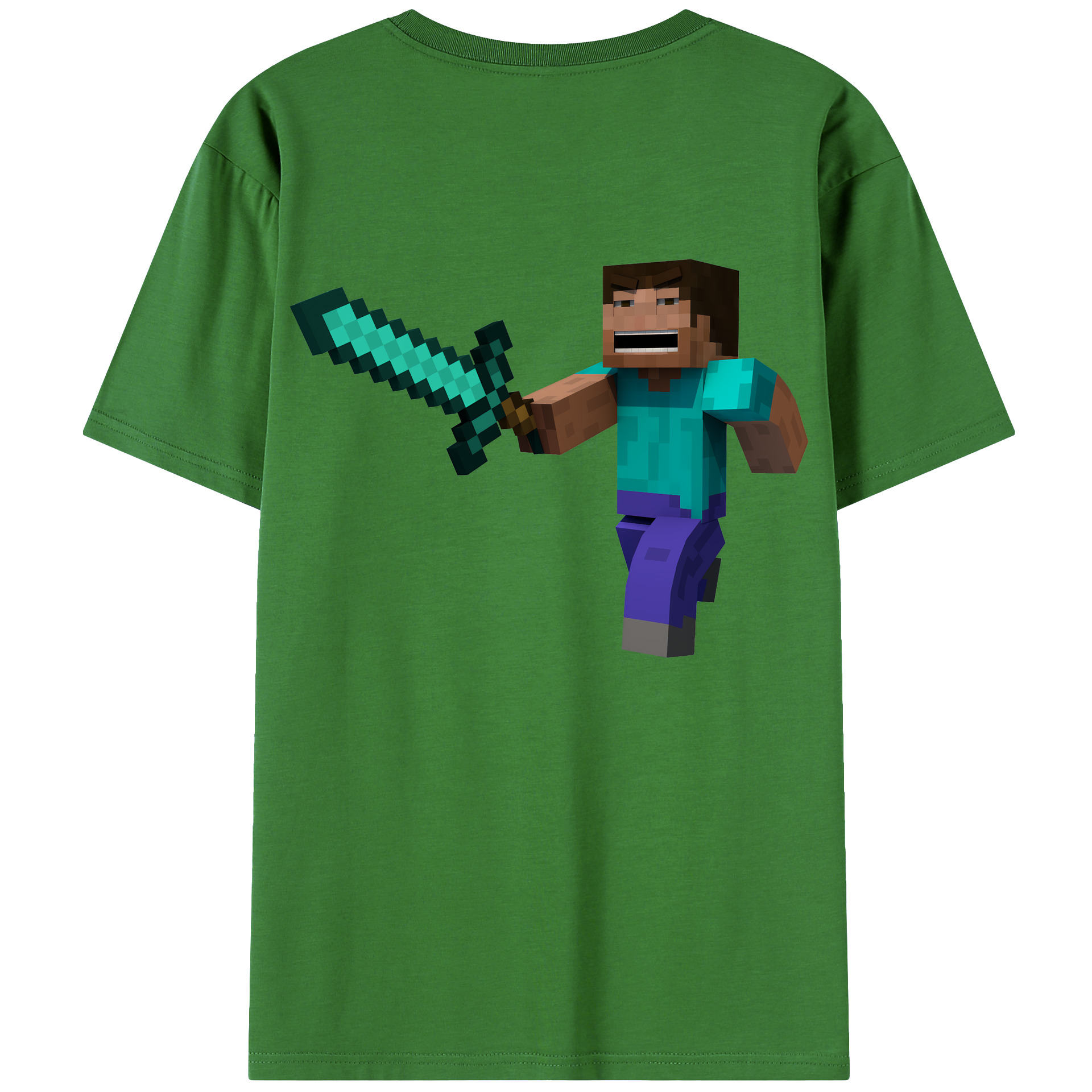 （画像用） マインクラフト ブロックの世界 Minecraft MC Block world レディース半袖Tシャツ(バックプリント)